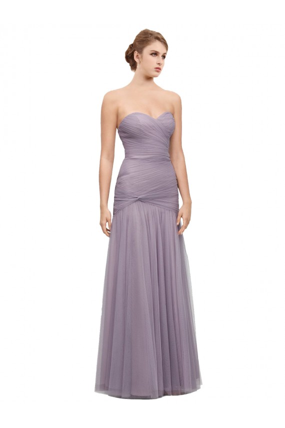 Tulle Mermaid Long Sleeveless Heather Bridesmaid Dresses Glasgow