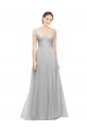 Tulle A-Line Long Sleeveless Silver Bridesmaid Dress Glasgow