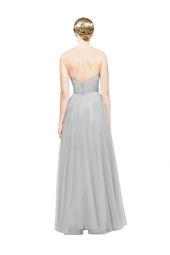 Tulle A-Line Long Sleeveless Silver Bridesmaid Dress Glasgow