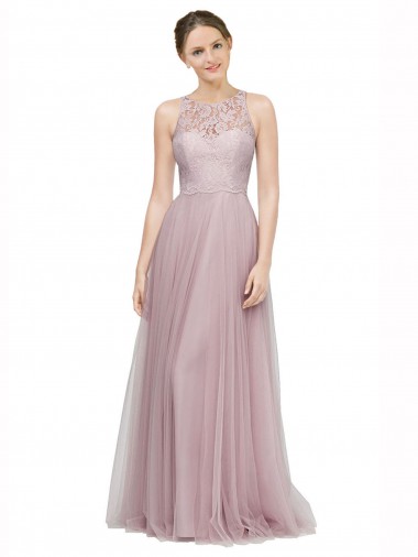 Tulle & Lace A-Line Long Sleeveless Bridesmaid Dress Glasgow