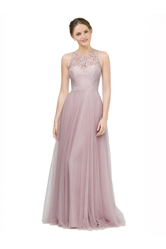 Tulle & Lace A-Line Long Sleeveless Bridesmaid Dress Glasgow