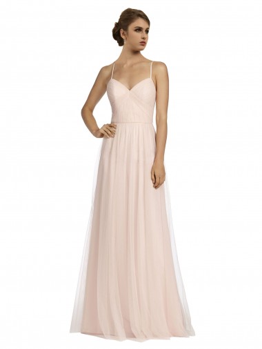 Tulle A-Line Long Sleeveless Pink Bridesmaid Dress Glasgow