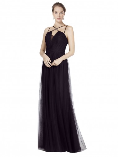 Soft Tulle A-Line Long Sleeveless Bridesmaid Gown Glasgow