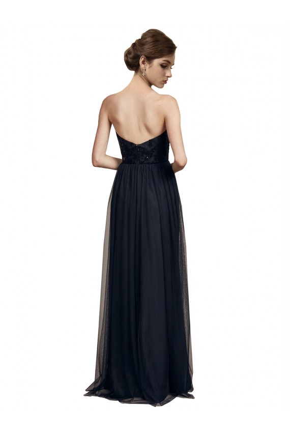 Tulle A-Line Sleeveless Black Bridesmaid Gown Glasgow
