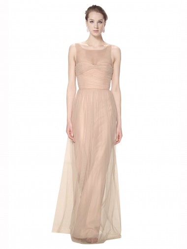Tulle Sheath Long Sleeveless Bridesmaid Dress Glasgow