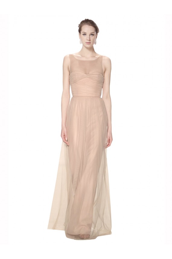 Tulle Sheath Long Sleeveless Bridesmaid Dress Glasgow
