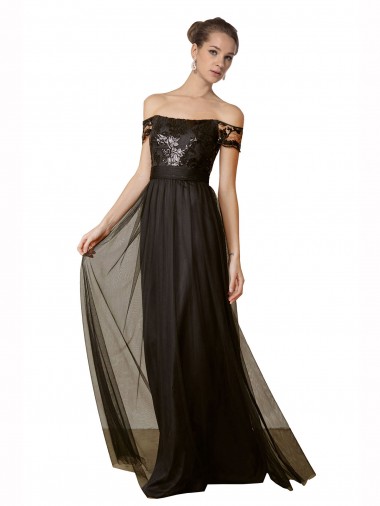 Tulle & Sequin A-Line Long Sleeveless Bridesmaid Dress Glasgow