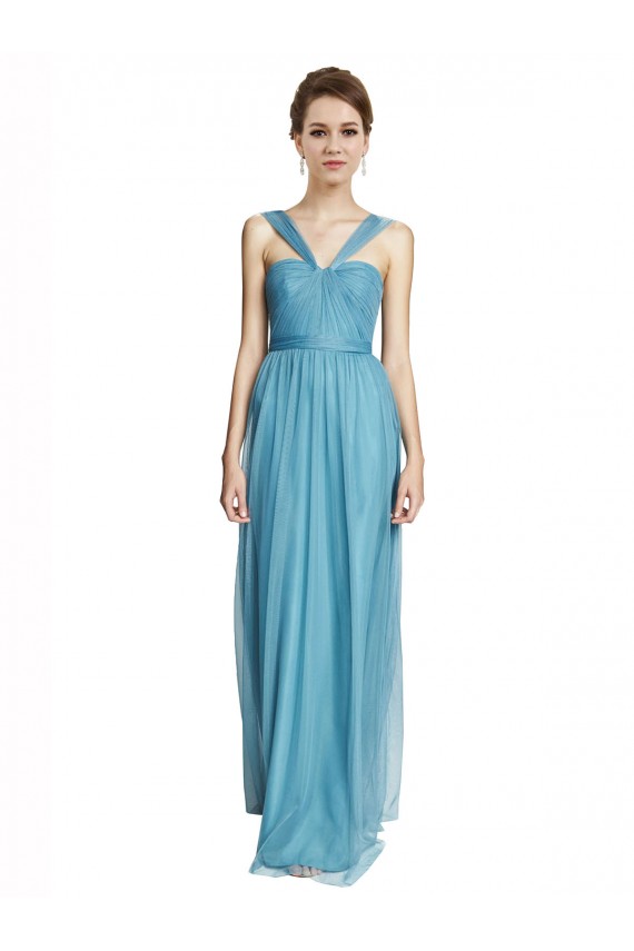 Tulle A-Line Long Sleeveless Sky Blue Bridesmaid Dress Glasgow