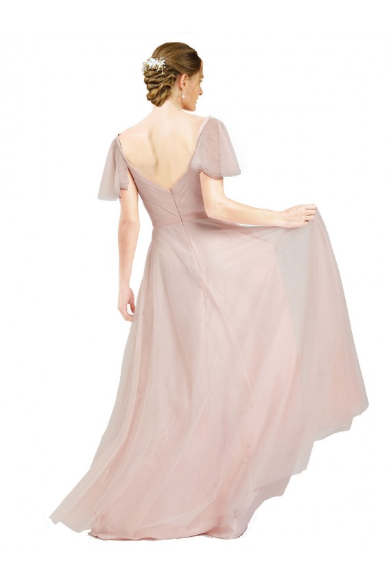 Tulle A-Line Long Flutter Sleeves Formal Dress / Bridesmaid Dress Glasgow