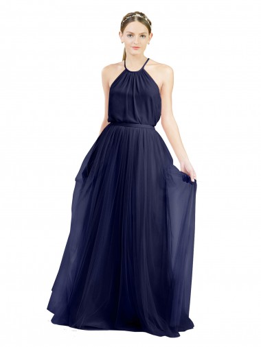 Tulle A-Line Sleeveless Navy Blue Semi Formal Evening Dress / Bridesmaid Dress Glasgow