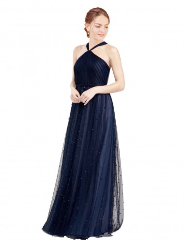 Soft Tulle A-Line Long Sleeveless Bridesmaid Dress / Evening Dress Glasgow
