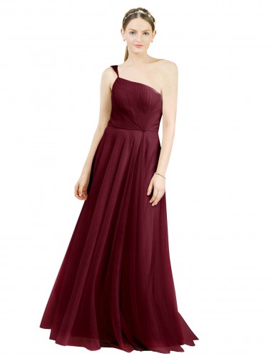 Tulle A-Line Long Sleeveless Burgundy Evening Dresses Glasgow