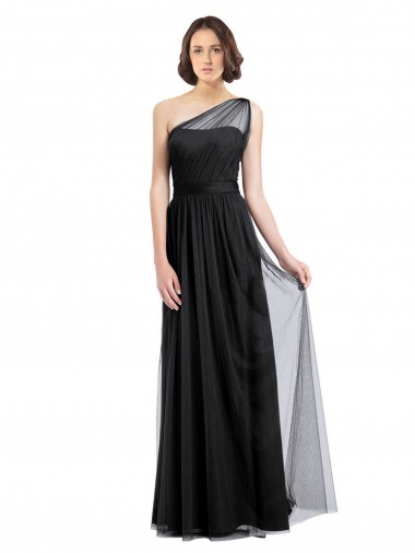 Tulle A-Line Sleeveless Black Bridesmaid Dress Glasgow
