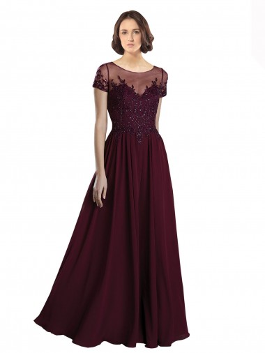 Tulle & Soft Chiffon A-Line Long Cap Sleeves Bridesmaid Dress Glasgow
