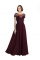 Tulle & Soft Chiffon A-Line Long Cap Sleeves Bridesmaid Dress Glasgow