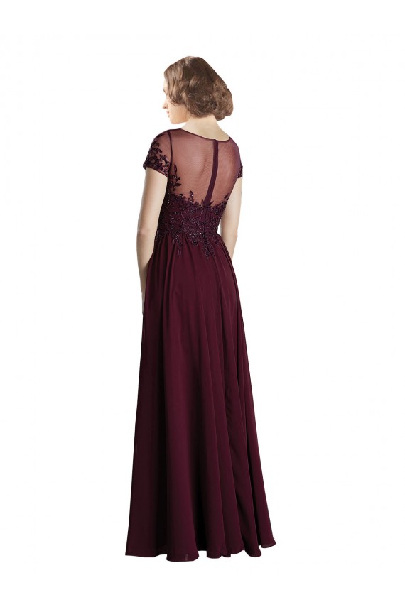 Tulle & Soft Chiffon A-Line Long Cap Sleeves Bridesmaid Dress Glasgow