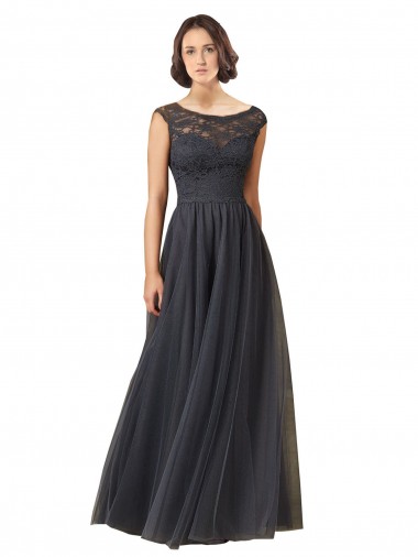 Tulle & Lace A-Line Long Cap Sleeves Bridesmaid Dress Glasgow
