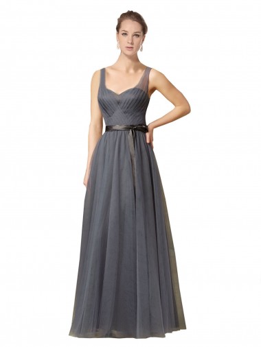 Tulle A-Line Sleeveless Slate Grey Formal Dress / Bridesmaid Dress Glasgow