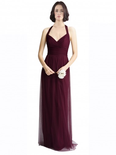 Tulle A-Line Long Sleeveless Open Back Bridesmaid Dress / Evening Dress Glasgow