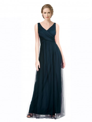 Tulle A-Line Sleeveless Blue Bridesmaid Dress Glasgow