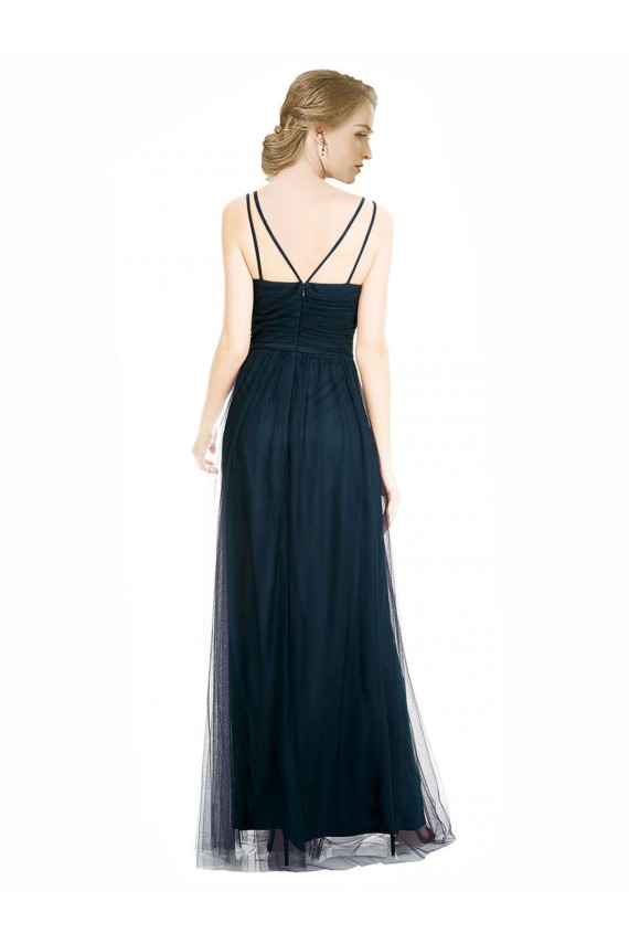 Tulle A-Line Sleeveless Blue Bridesmaid Dress Glasgow