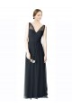Tulle A-Line Long Sleeveless V-Back Pewter Bridesmaid Dresses Glasgow