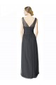 Tulle A-Line Long Sleeveless V-Back Pewter Bridesmaid Dresses Glasgow