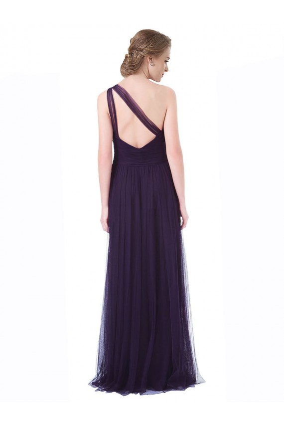 Tulle A-Line Long Sleeveless Plum Bridesmaid Dress Glasgow