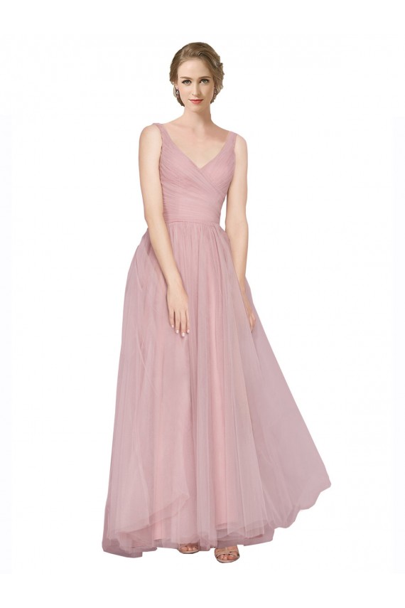 Tulle Long Sleeveless V-Back Bridesmaid Dress Glasgow