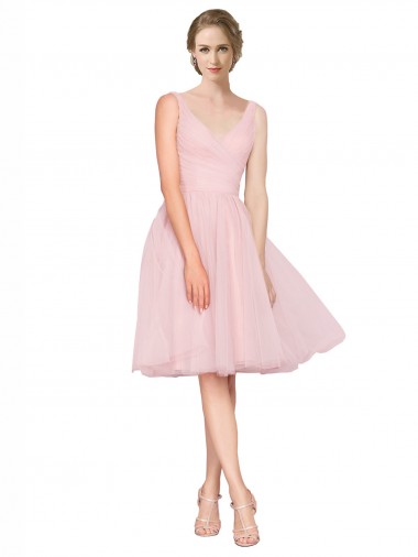 Tulle A-Line Knee Length Sleeveless Bridesmaid Gown Glasgow