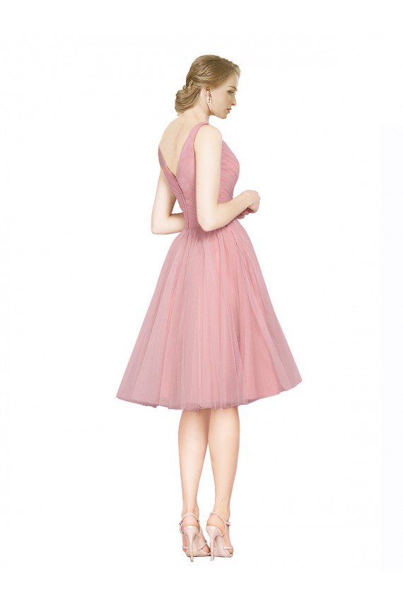 Tulle A-Line Knee Length Sleeveless Bridesmaid Gown Glasgow