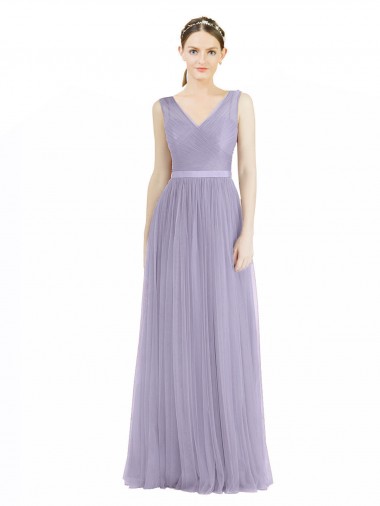 Tulle A-Line Sleeveless Lilac Bridesmaid Dress Glasgow