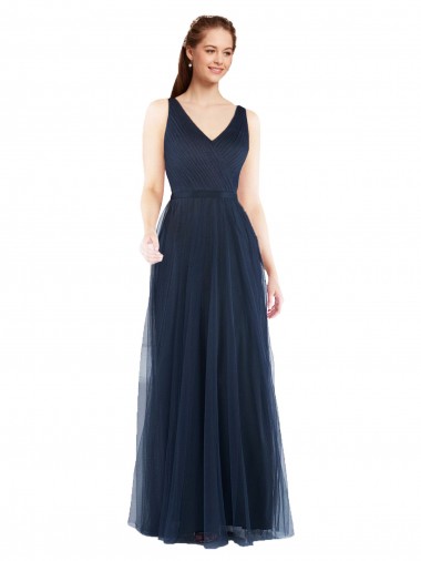 Tulle Sheath Long Sleeveless Low Back Bridesmaid Dress Glasgow