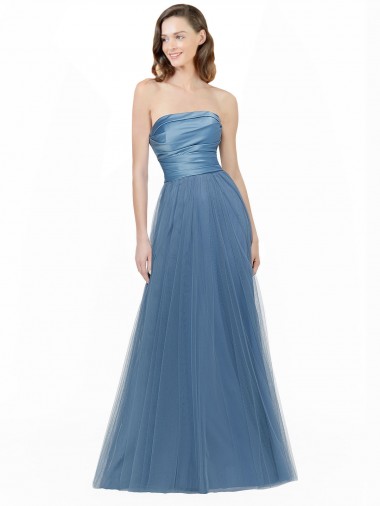 Satin & Tulle A-Line Long Sleeveless Low Back Bridesmaid Dress Glasgow