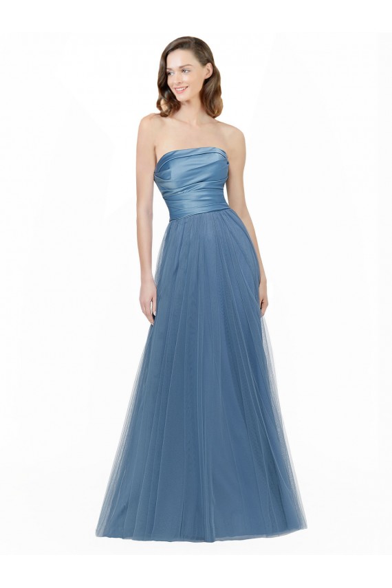 Satin & Tulle A-Line Long Sleeveless Low Back Bridesmaid Dress Glasgow