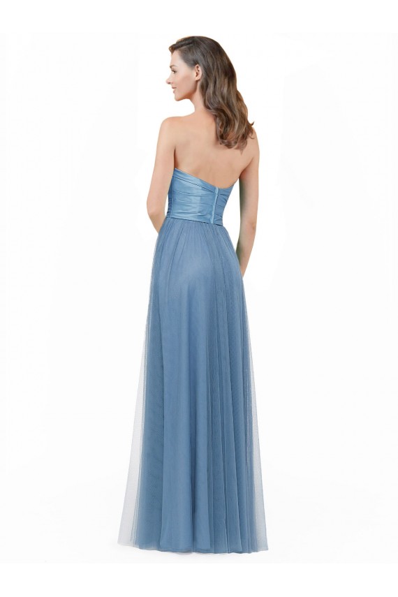 Satin & Tulle A-Line Long Sleeveless Low Back Bridesmaid Dress Glasgow