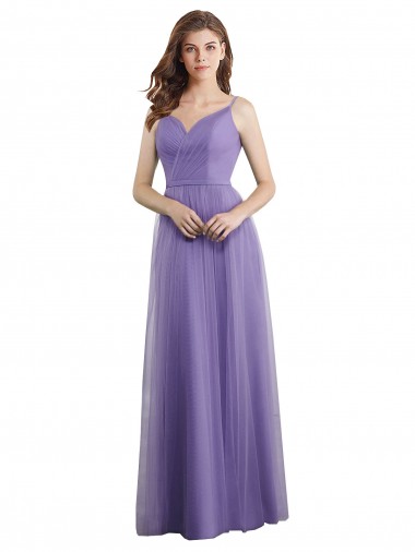 Tulle A-Line Long Sleeveless V-Back Formal Dress / Bridesmaid Dress Glasgow