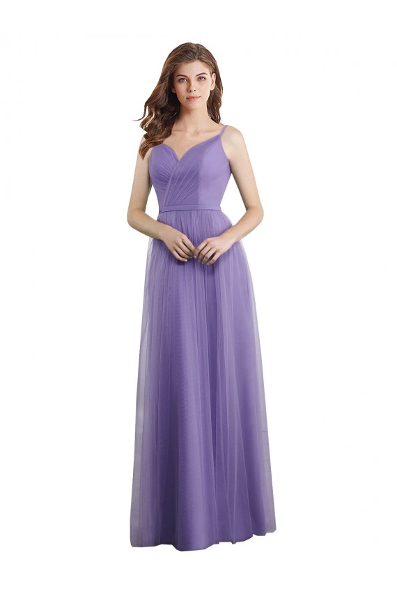 Tulle A-Line Long Sleeveless V-Back Formal Dress / Bridesmaid Dress Glasgow
