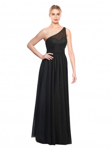 Tulle A-Line Long Sleeveless Black Bridesmaid Dresses Glasgow