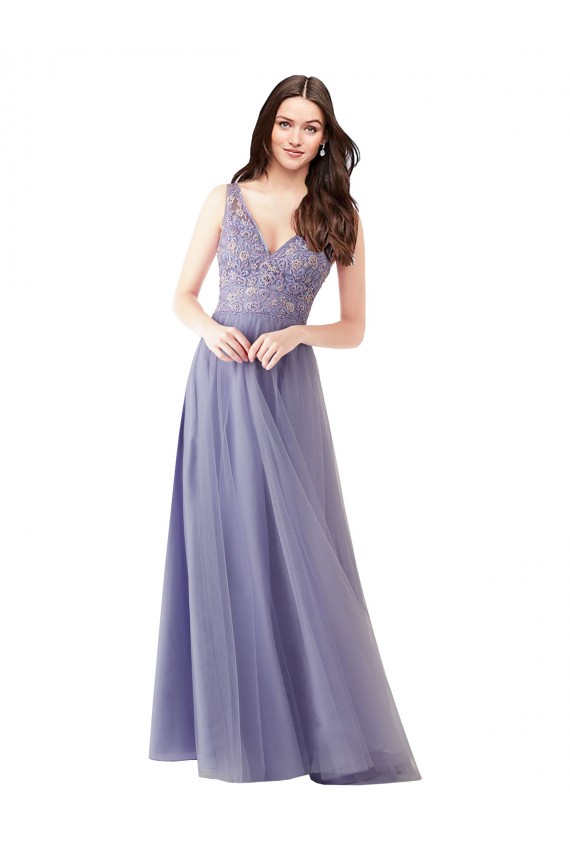 Tulle & Lace A-Line Long Sleeveless V-Back Formal Dress / Bridesmaid Dress Glasgow