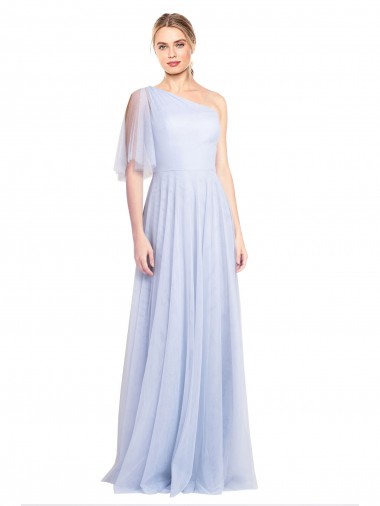 Tulle A-Line Long Flutter Sleeves Bridesmaid Dress Glasgow