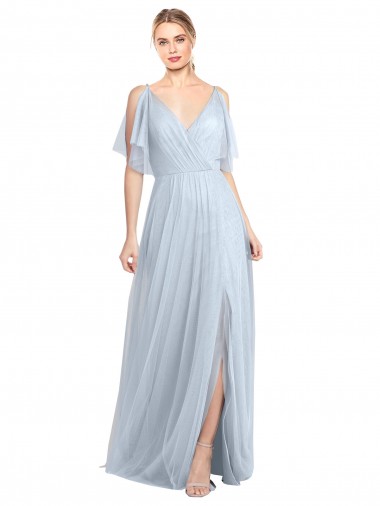 Tulle A-Line Long Flutter Sleeves V-Back Bridesmaid Dress / Evening Dress Glasgow