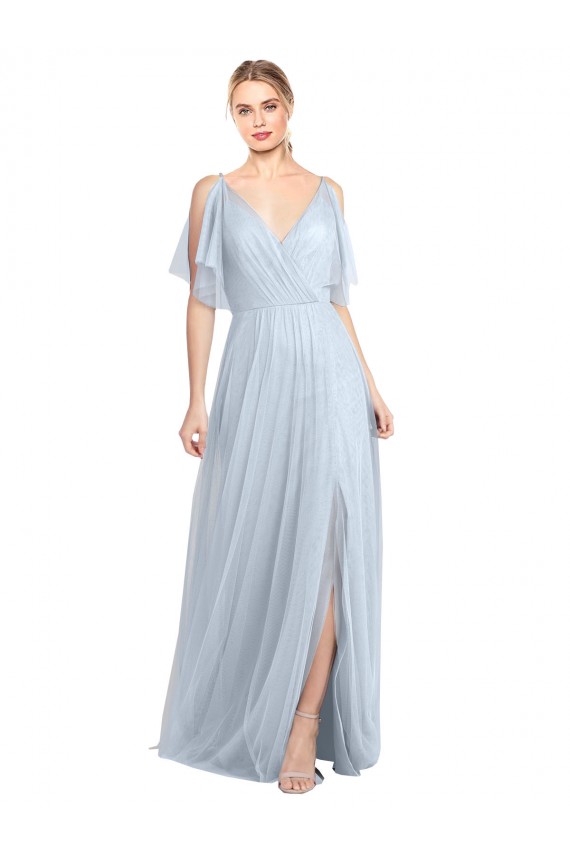 Tulle A-Line Long Flutter Sleeves V-Back Bridesmaid Dress / Evening Dress Glasgow