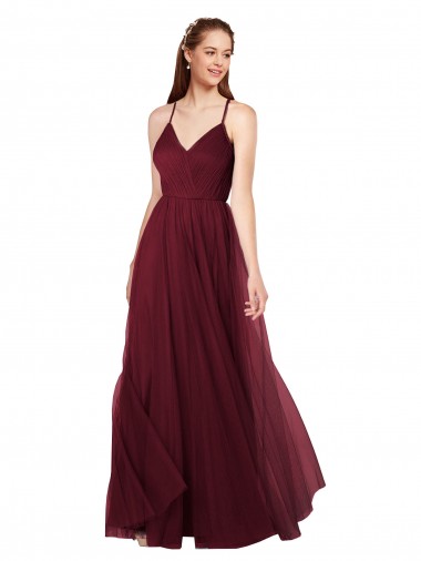 Tulle A-Line Long Sleeveless Keyhole Back Bridesmaid Dress Glasgow