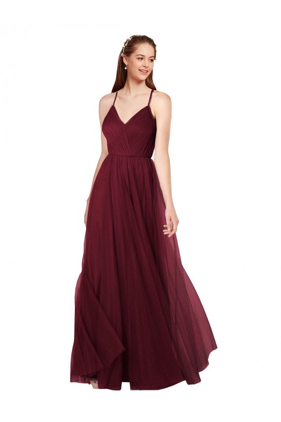 Tulle A-Line Long Sleeveless Keyhole Back Bridesmaid Dress Glasgow