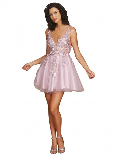 Tulle A-Line Short Sleeveless V-Back Bridesmaid Dress Glasgow