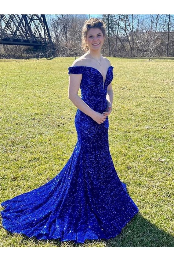 Velvet Sequin Sweep Train Sleeveless Prom Dress Glasgow