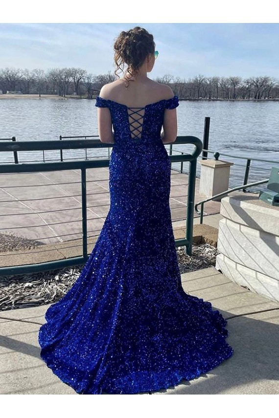 Velvet Sequin Sweep Train Sleeveless Prom Dress Glasgow