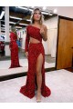 Velvet Sequin Mermaid Sweep Train Long Sleeves Velvet Sequin Evening Dress Glasgow