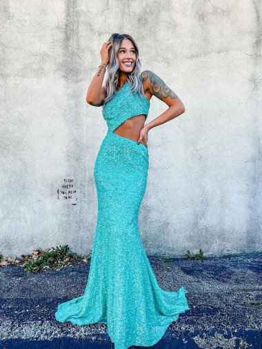 Velvet Sequin Mermaid Sweep Train Sleeveless Long Prom Dress / Evening Dress Glasgow